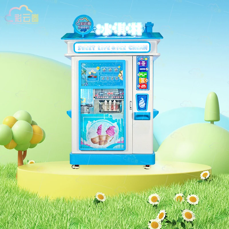 OEM Commercial Automatic Soft Ice Cream Vending Machine Coin Operated Frozen Food Vending Machine with Touch Screen