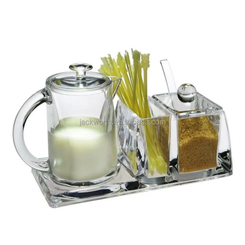 Clear Acrylic Tea Bag and Milk Can Set