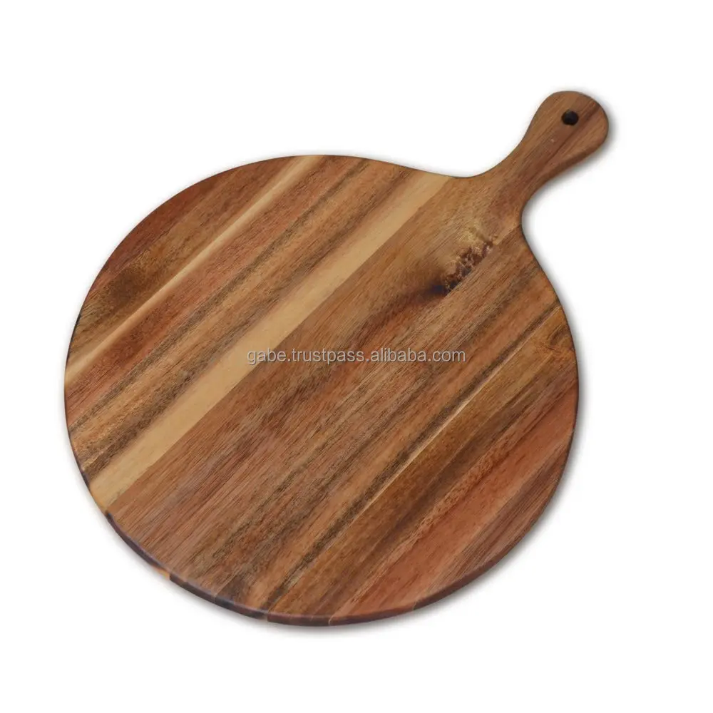 Acacia Elegance Round Cutting Board - Dual-Tone, Scratch-Resistant with Comfort Handle, 41x30.5x2cm, 0.9kg