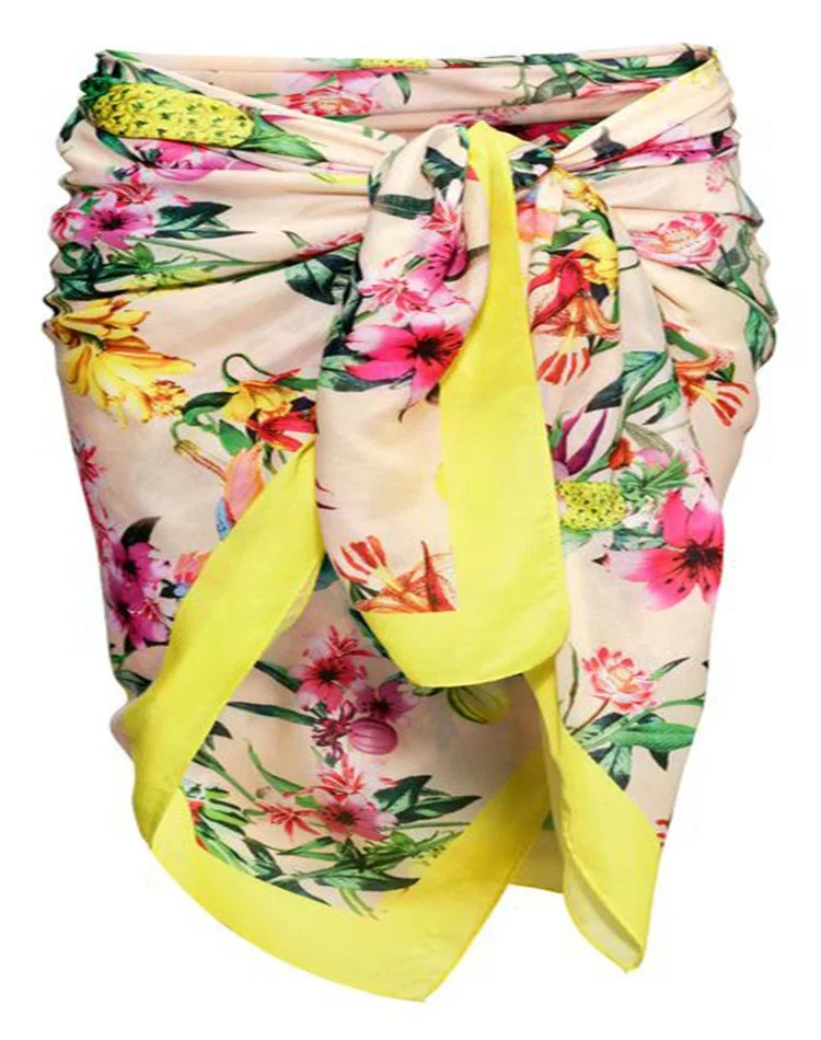 Sarongs wholesale 2022 new arrival chiffon beach cover up sarong beachwear pareo floral printed Sarong swimwear Beachwear