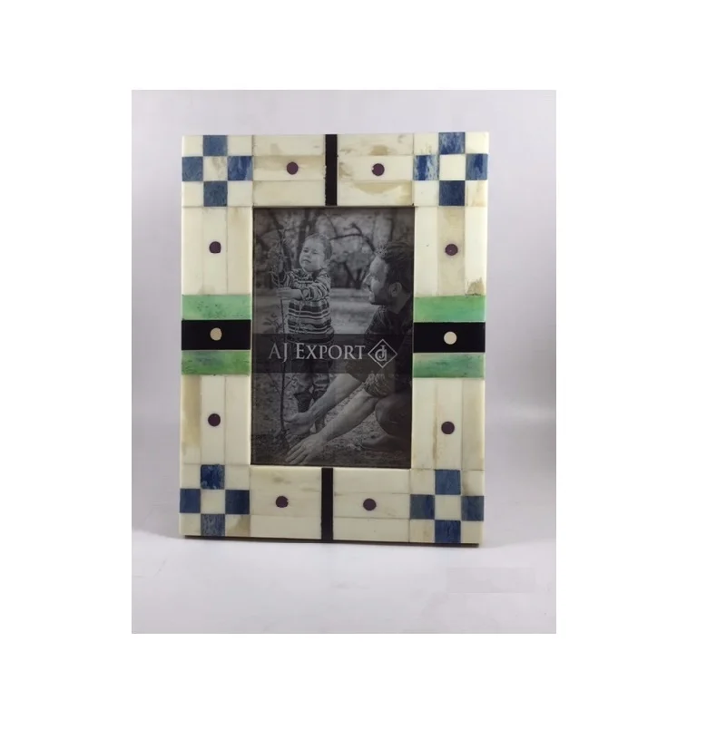 DECORATIVE MODERN HORN PHOTO FRAME. Bone & Resin Inlay Photo Frame Top Design Wall Decor Mother of Pearl Picture Frame Wall Art