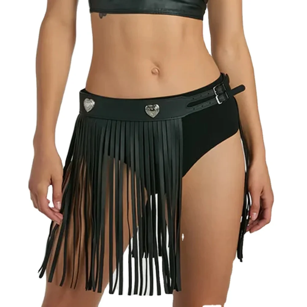 Latest Design Customized Leather Women Western Fringed Belts / Customize Printing Heavy Duty Leather Women Western Fringed Belts