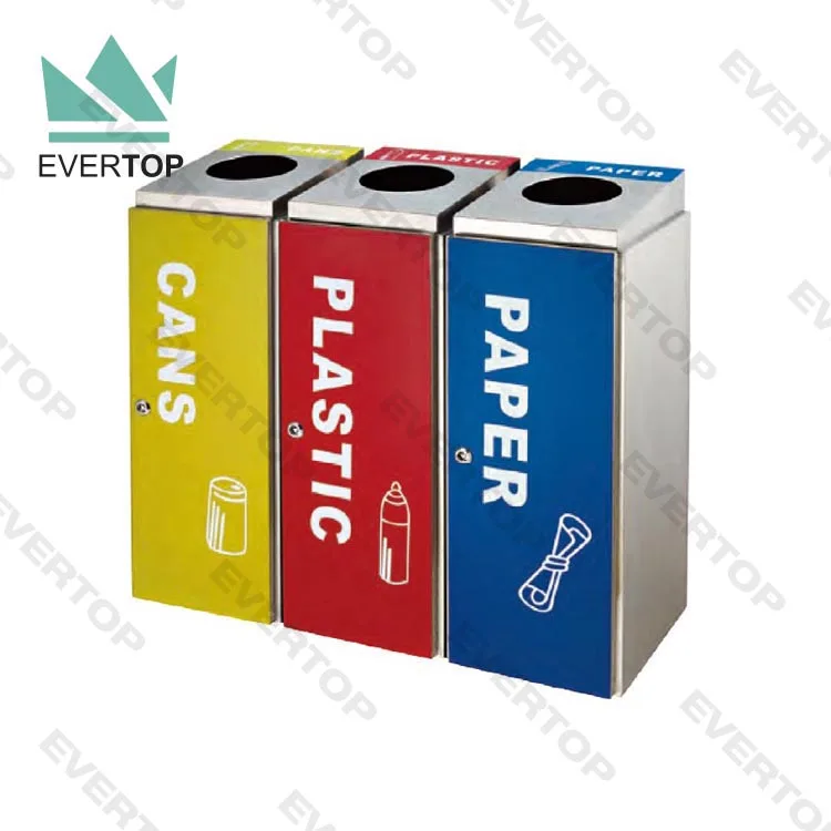 SD-35 Configurable 3 Stream Recycle Garbage Trash Sorting Bins Recycling Bin for Office Community Waste Bin Recycling Station