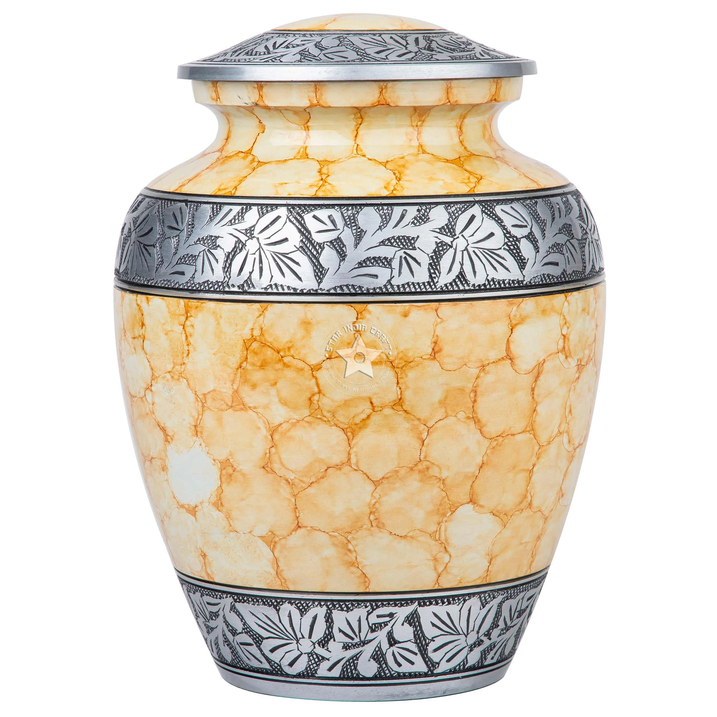 Peaceful Funeral Cremation Aluminium Urn for Ashes- Adult Large Funeral Urns Handcrafted - STAR INDIA CRAFT