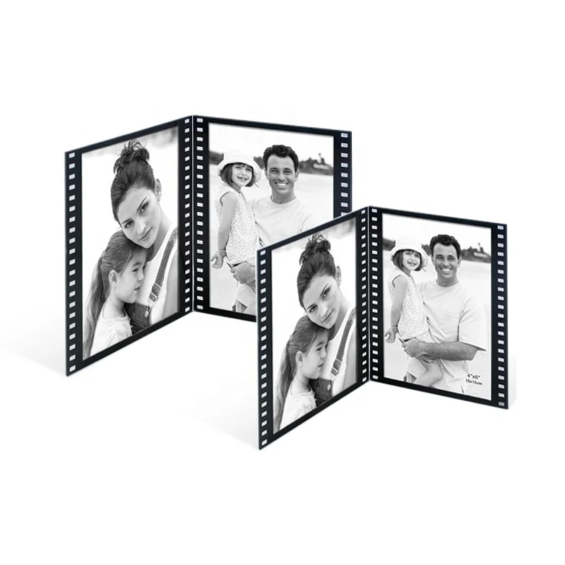 Black Desktop Stand Acrylic Photo Frame V Shaped Plastic Frame