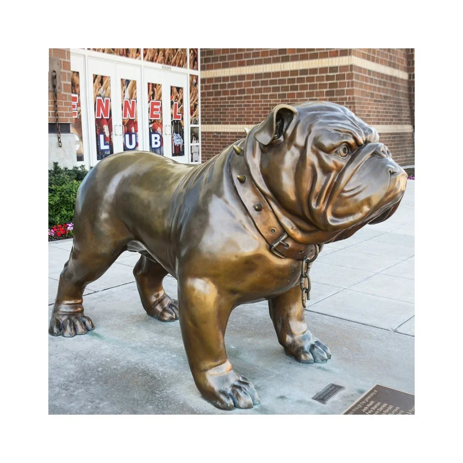 Outdoor Animal Garden Modern Life Size Bronze Bulldog Statue Low Price
