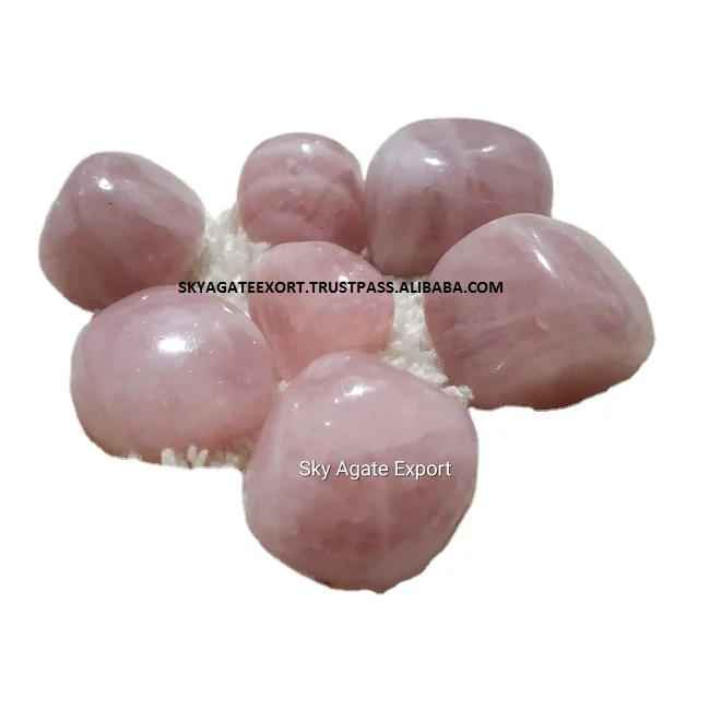 Драгоценный камень розовый кварц полированная машина/галька: Оптовая продажа натуральный лечебный Кристалл розовый кварц полированный барабанный Агат