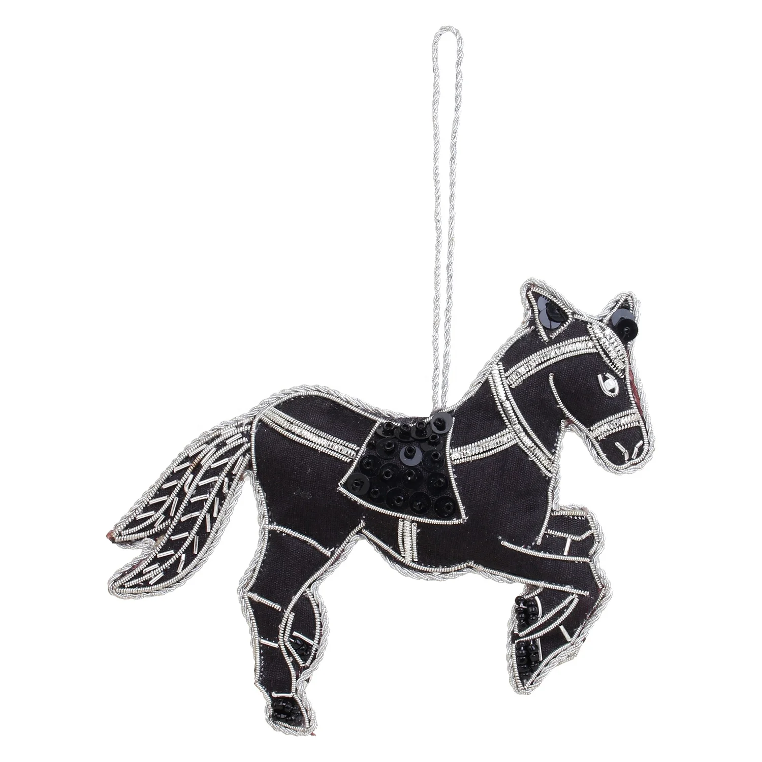 Handmade Handcrafted Embroidered Beaded Velvet satin Christmas Decorations Cross Santa  Socks   Black Horse Elephant  Customized