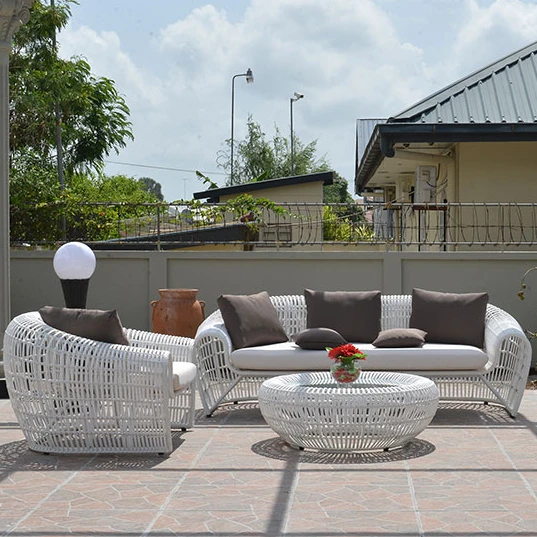 Royal shape patio and garden wicker furniture with 2 food stool outdoor items for garden set with 2 armchair 2 stool