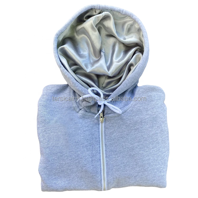 Cheap Prices Custom LOGO Plain Color Cotton 100% Cotton Streetwear silk Satin Lined Hoodie with Silk lining Hood Men