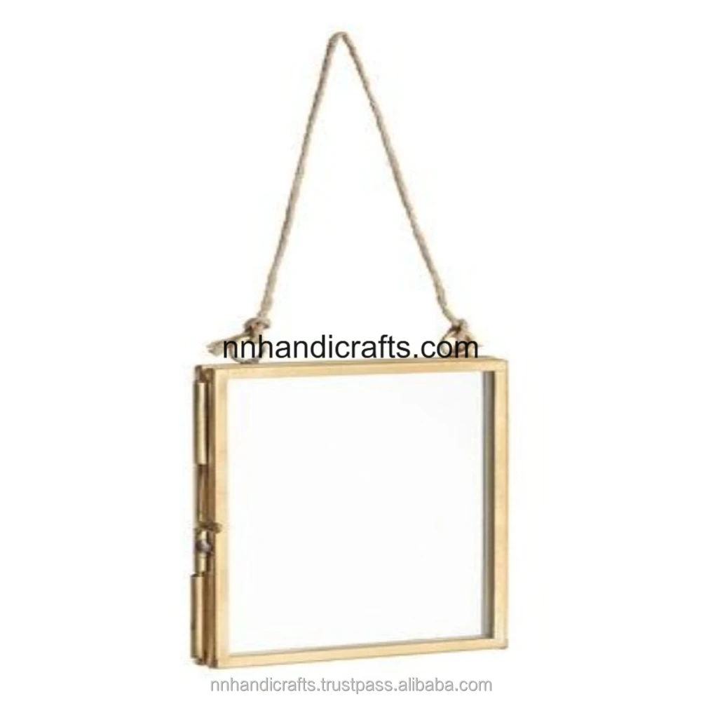 Indian Handicraft Handmade Designer Steel Metal Golden Powder Coated Powder Coating Rectangular Table top Photo Frame Wall Frame