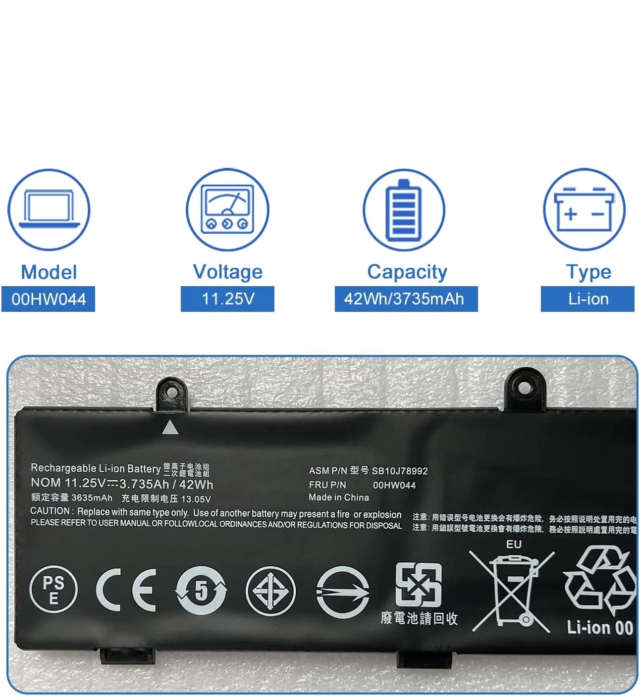 Laptop Battery 42Wh SB10J78991 for Lenovo Yoga 11e 20GB Series 3th Gen 00HW042 00HW043