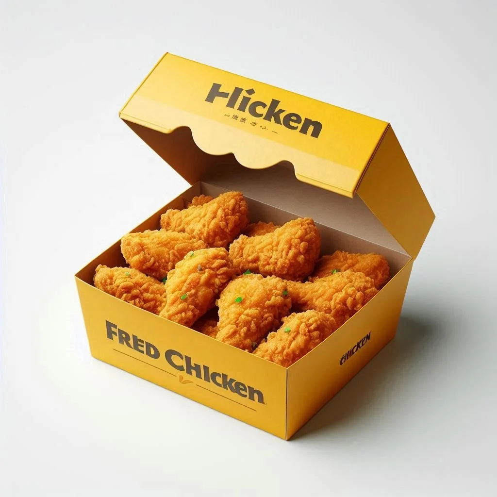 Custom Eco-Friendly Fried Chicken Packaging Box Kraft Paper Takeout Box with Logo