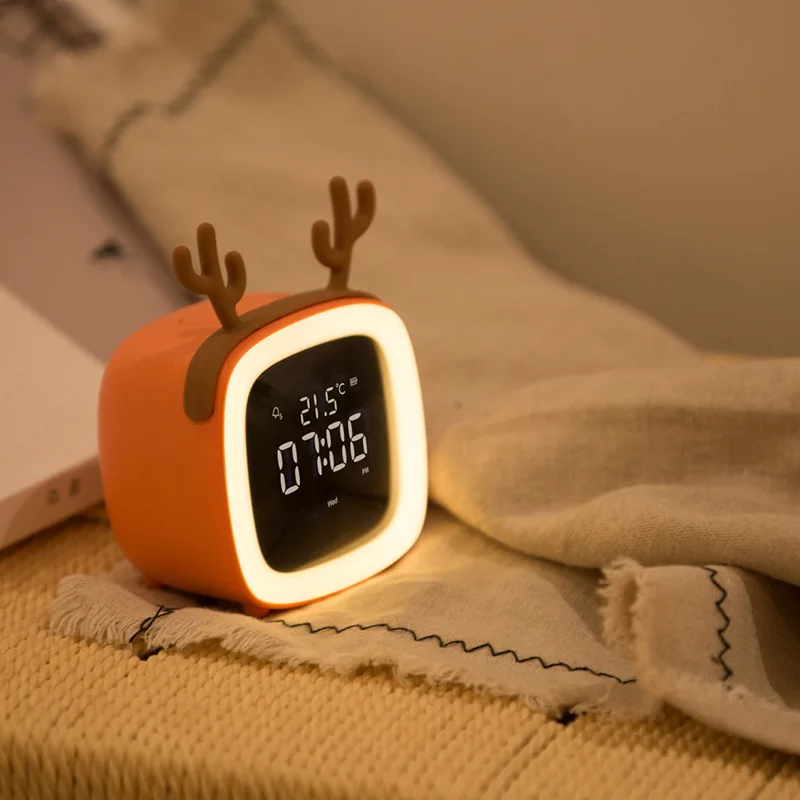 T504 Electronic Cartoon Baby Night Cute Child For Kids Room Desk Wake Up Light Led Digital Alarm Clock