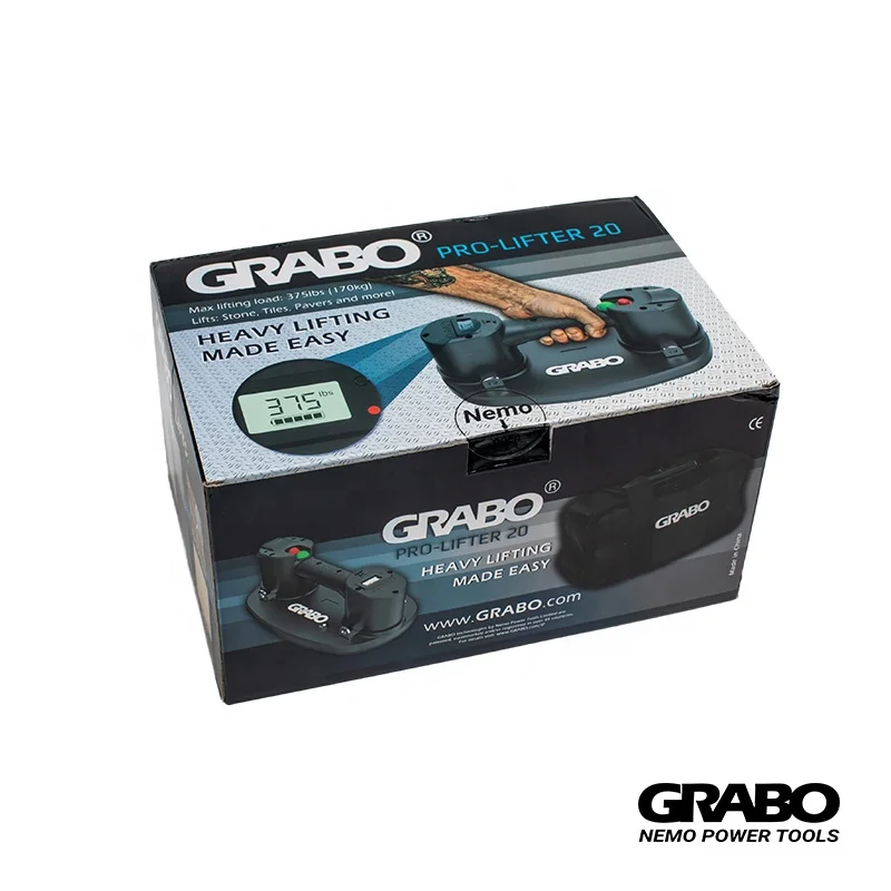 GRABO Pro Upgraded Electric Vacuum Suction Cup Smart Settings for Weight and Pressure Auto on-off pump Portable Cordless lifter