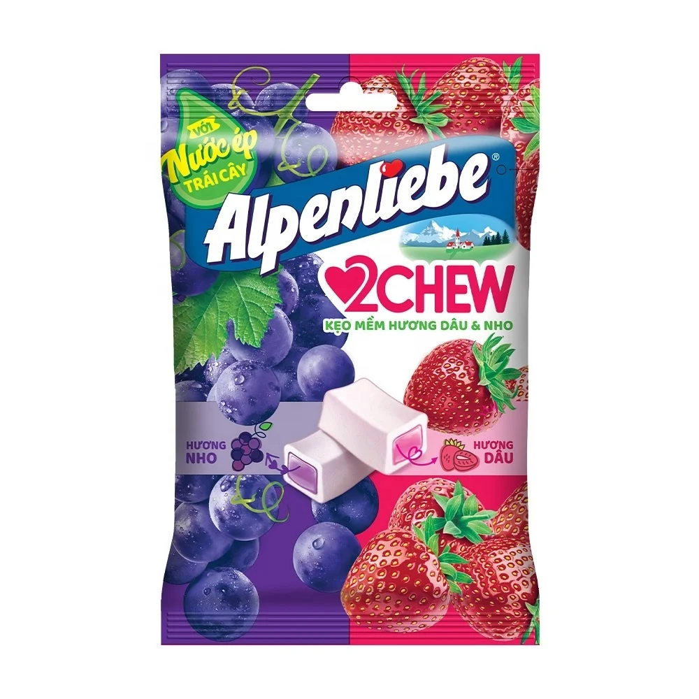 Alpenliebe 2 Chew chewy candy Grape & Strawberry bag 87.5g x 45