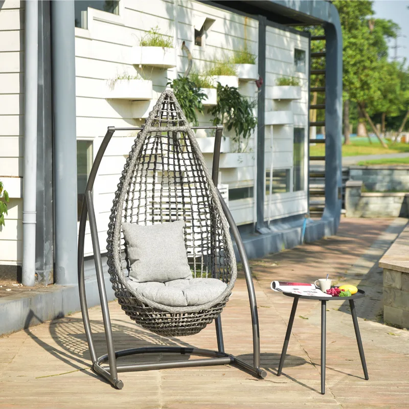 New design Living room outdoor hanging egg chair rattan wicker patio swings with cushion