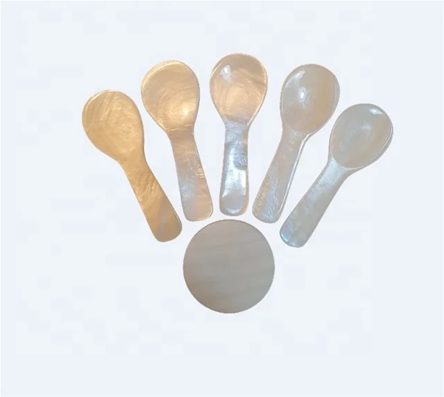 White color sea shell spoon for caviar egg tea sugar salt and pepper tea and coffee spoon from Vietcrafts