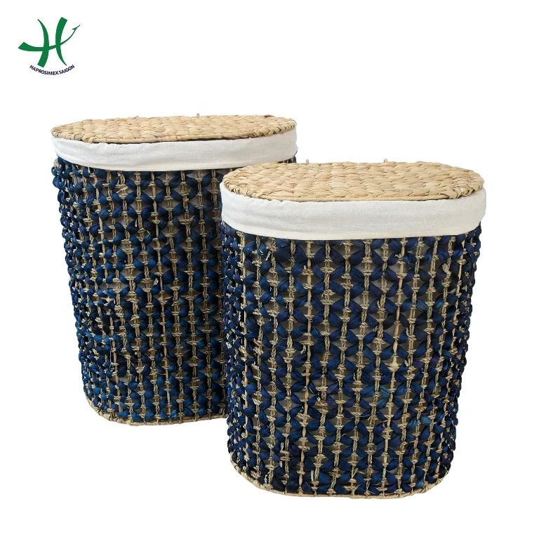 Water Hyacinth storage basket wholesale in Vietnam Natural water hyacinth basket hamper laundry basket
