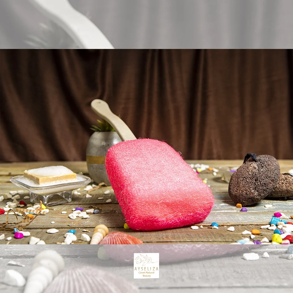 Natural Bath Sponge Brushes With Handle For Back Scrub Quality Loofah Scrubber Gentle And Non Abrasive Exfoliating Hammam Gloves