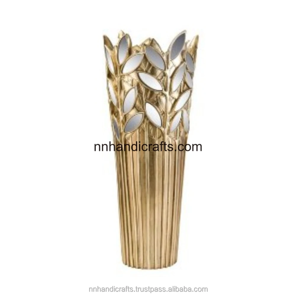 Top Quality Handmade Aluminium Metal Golden Gold Plated Cylendrical Tall Mini Large Vintage Luxury Modern Unique Floor Vase Vas