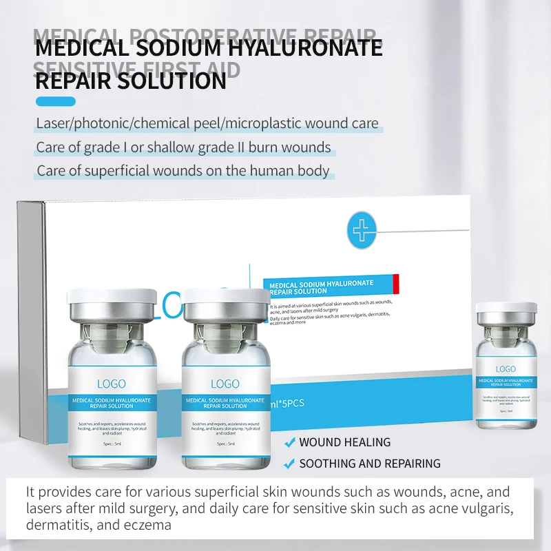 Hot Sale Moisturizing Facial Serum Anti-Acne Repair Scars Face Liquid Serum Medical Sodium Hyaluronate Repair Solution