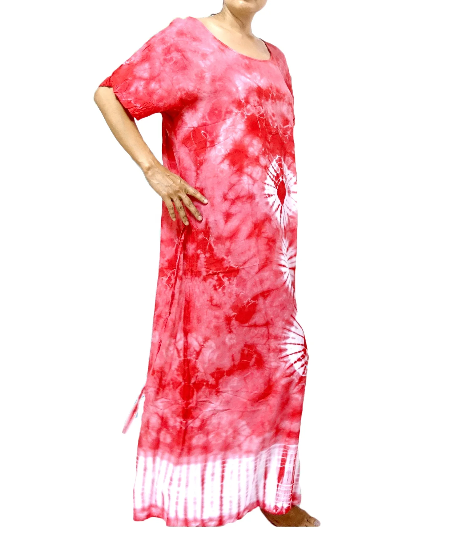 vintage retro thai style HIPPIE BOHO tie dye handmade kimono kaftan maxi plus size dress
