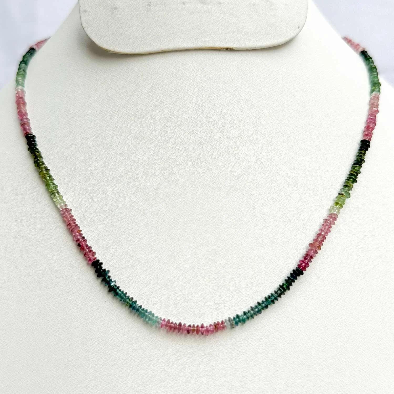 Wholesale Price AAA Genuine Multi Tourmaline Smooth Beads Gemstone Necklace With 925 Silver Clasp Tourmaline Button Shape Beads
