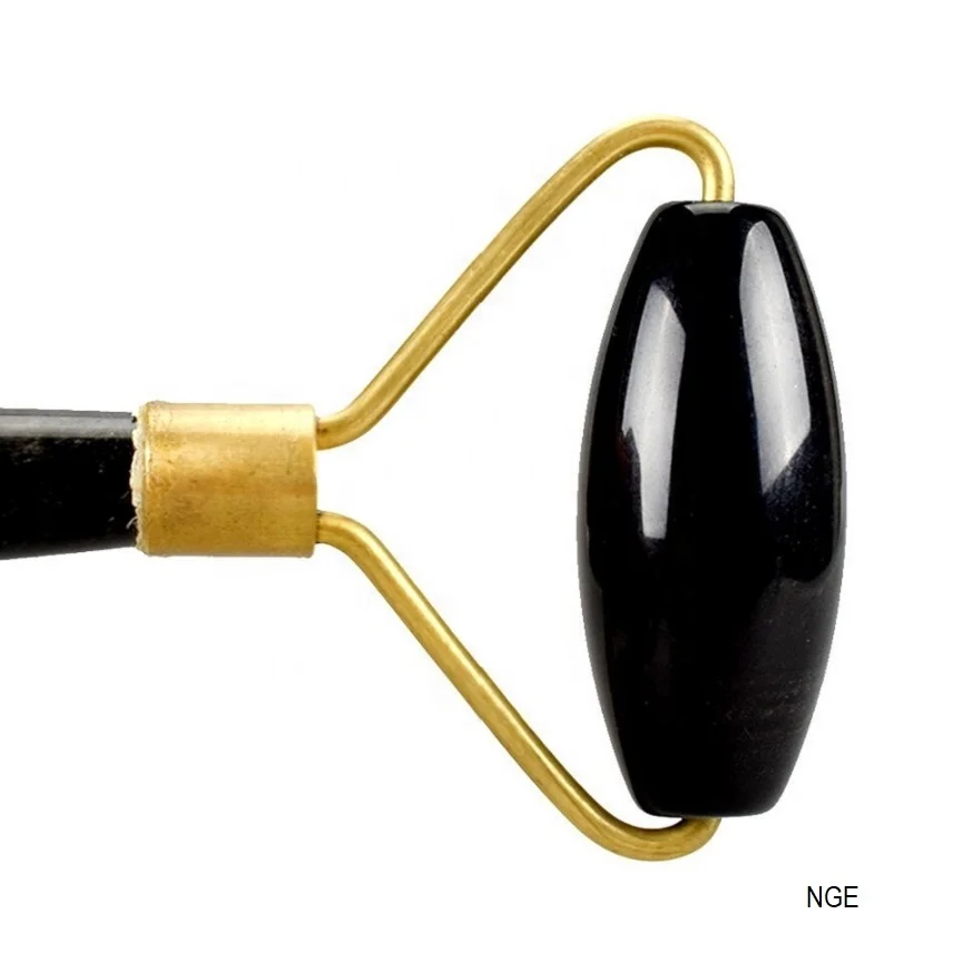 Hot Selling 100% Natural Spa Massage Tool Black Obsidian Body Jade Roller Gua Sha Set : Black Obsidian Jade Roller