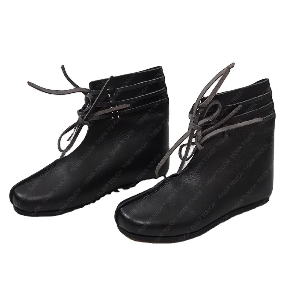 Кожаные шнурки черные JORVIK VIKING средневековые туфли латунные TT-0897 с пряжкой для ремня