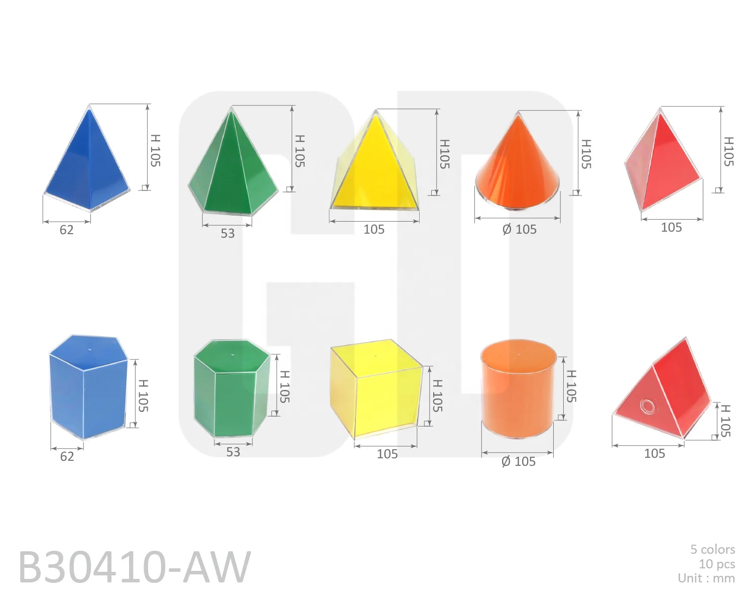 Colored Solid Plastic Geometry Fillable Geometric Body Plastic 3D Shapes Containers with Lids STEM Technology Teaching Classroom