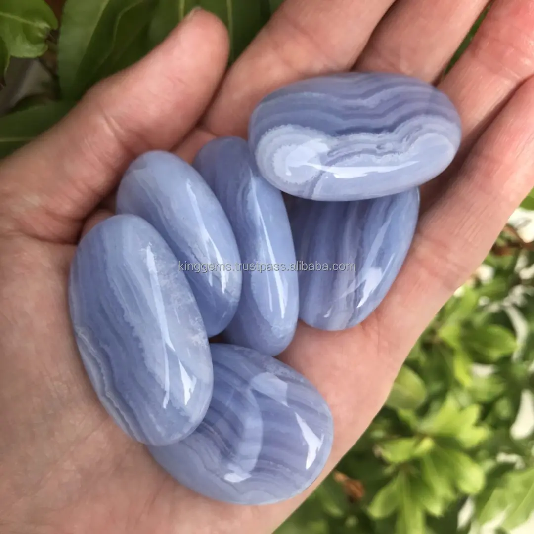 HIGH QUALITY CRYSTAL BLUE LACE AGATE PALM STONE GEMSTONE CRYSTAL PALM STONE FOR MEDITATION HEALING BLUE LACE AGATE PALM STONE