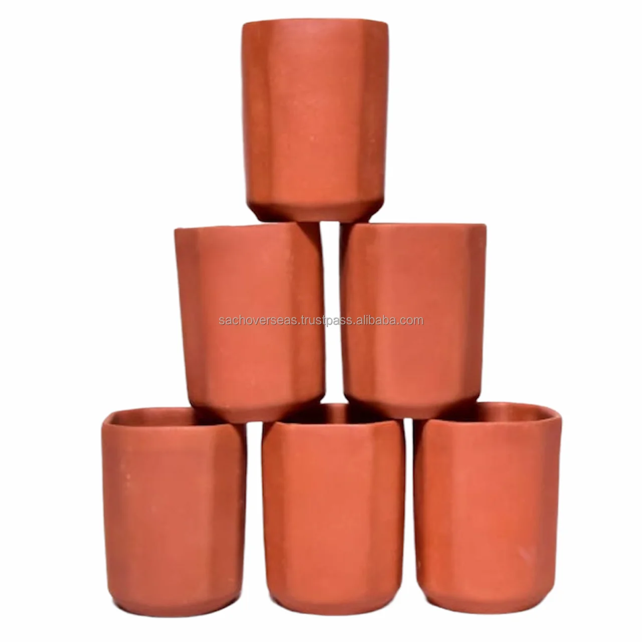 Non Toxic Reusable Brick Design Traditional Indian Brown Mitti Oval Shaped Clay Coffee Mugs For Drinking Tea Coffee Milk Juice