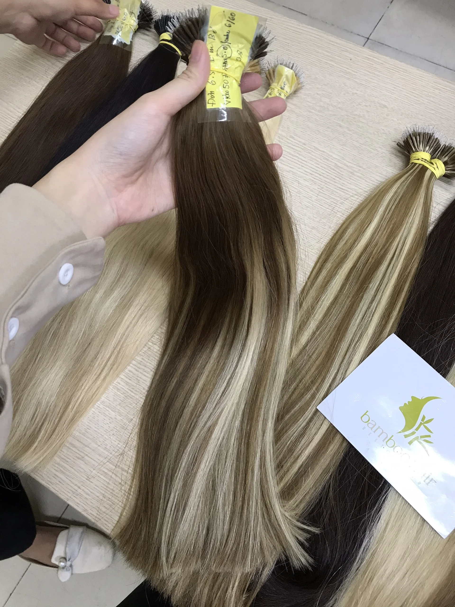 Русские накладные волосы BAMBOOHAIR с Реми-пианино двойное наращивание волос натуральные оптом из Вьетнама
