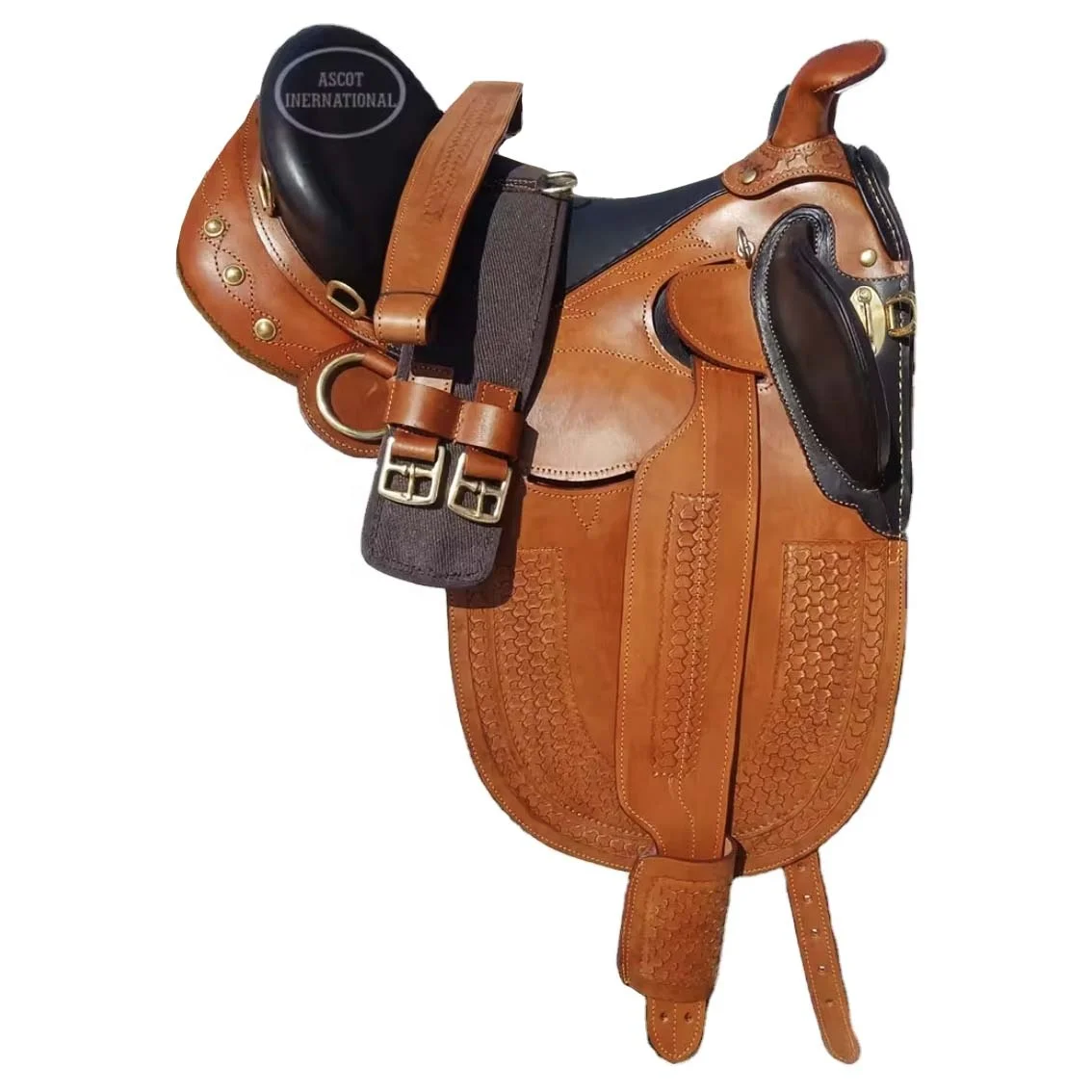 Horse equipment pure Leather Australian endurance stock saddle complete set for equestrian with girth stirrup strap
