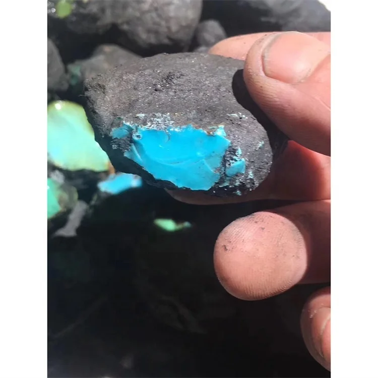 shiny bule-color top quality turquoise precious stone material rough