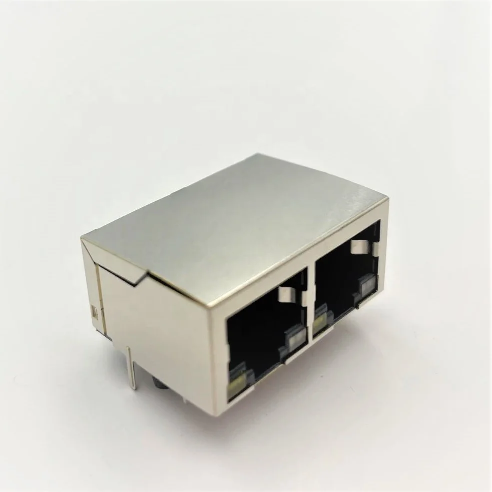 1x2 порта RJ45 8P8C Ethernet разъем Tab вниз экранированный со светодиодным сетевым разъемом LAN для Cat5 Cat5e Cat6 Cat7