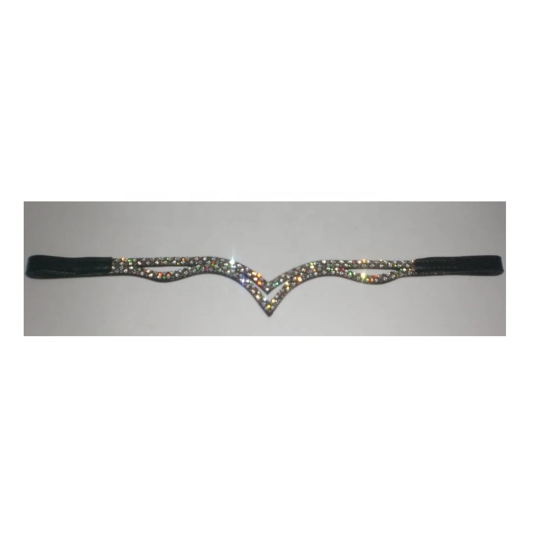 crystal bling horse brow-band rhine stone bling horse brow-band black color leather horse crystal brow-band