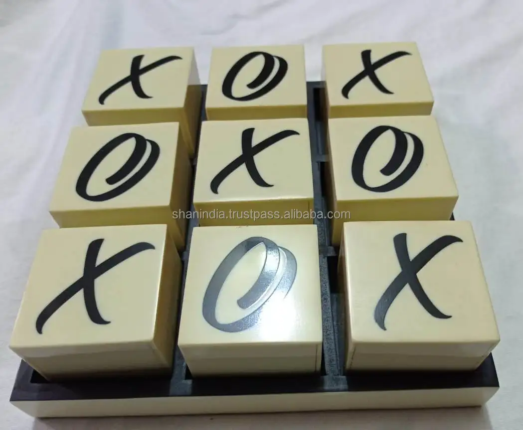 Handmade Wood Resin Acrylic Tic Tac Toe Game for Kids and Adults