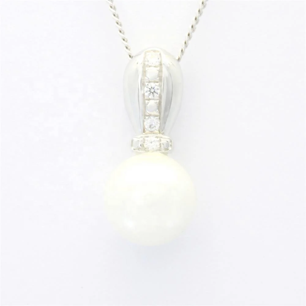 Custom Made Sterling Silver Fashion Wedding Jewelry Necklace Gift Silver Necklace pearl set jewelry