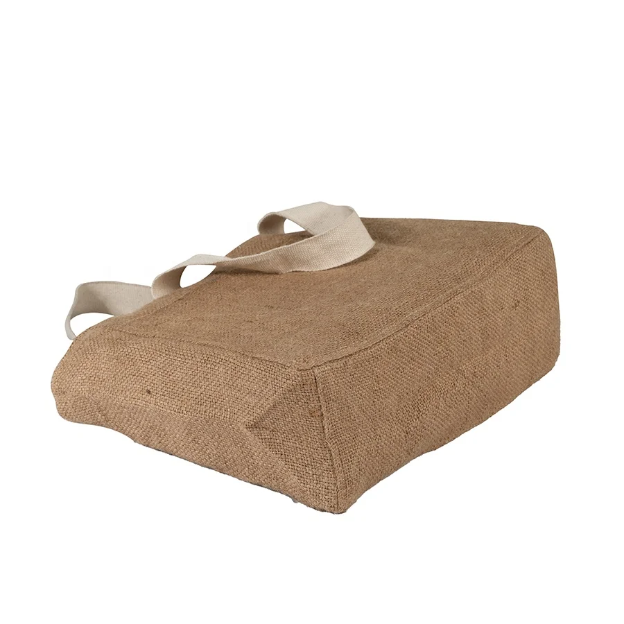 Sisal Tote Bag Hessian shopper NP Full Gusseted Cotton Strap Handle Double Washed Gunny 100% Jute 100% Handmade in Nepal Solid