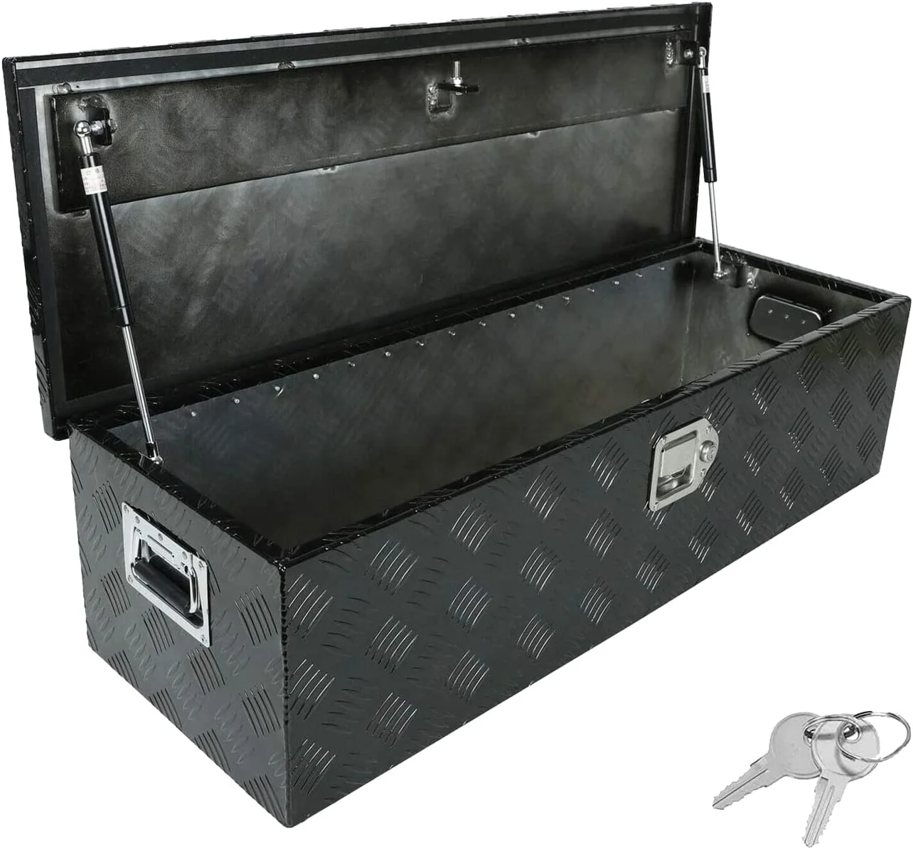 Diamond Tread Checker Plate Black Sliver Aluminum Crossover Tool Box for Truck Trailer RV