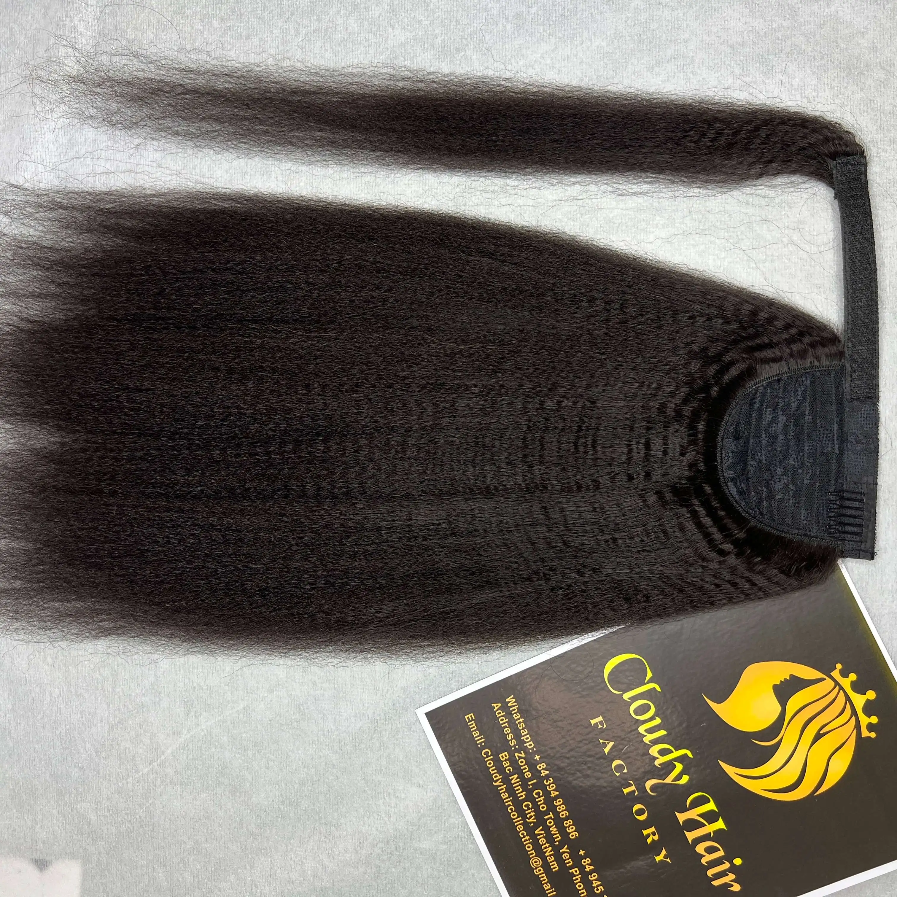 Brazilian Kinky Straight Human Hair Virgin Kinky Straight Hair Pony Tails 100% Unprocessed Yaki Straight Human Hair Extensions