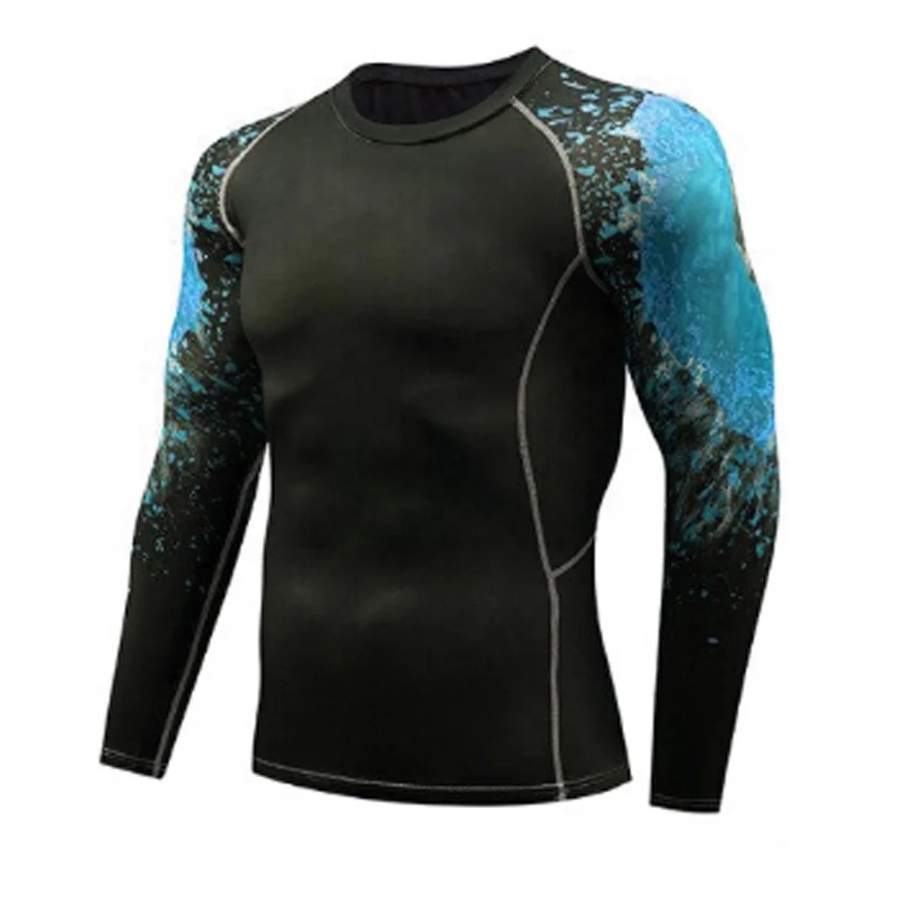  Компрессионная рубашка bjj rush guard с длинным рукавом пользовательский сублимационный принт MMA спортивная одежда для мужчин