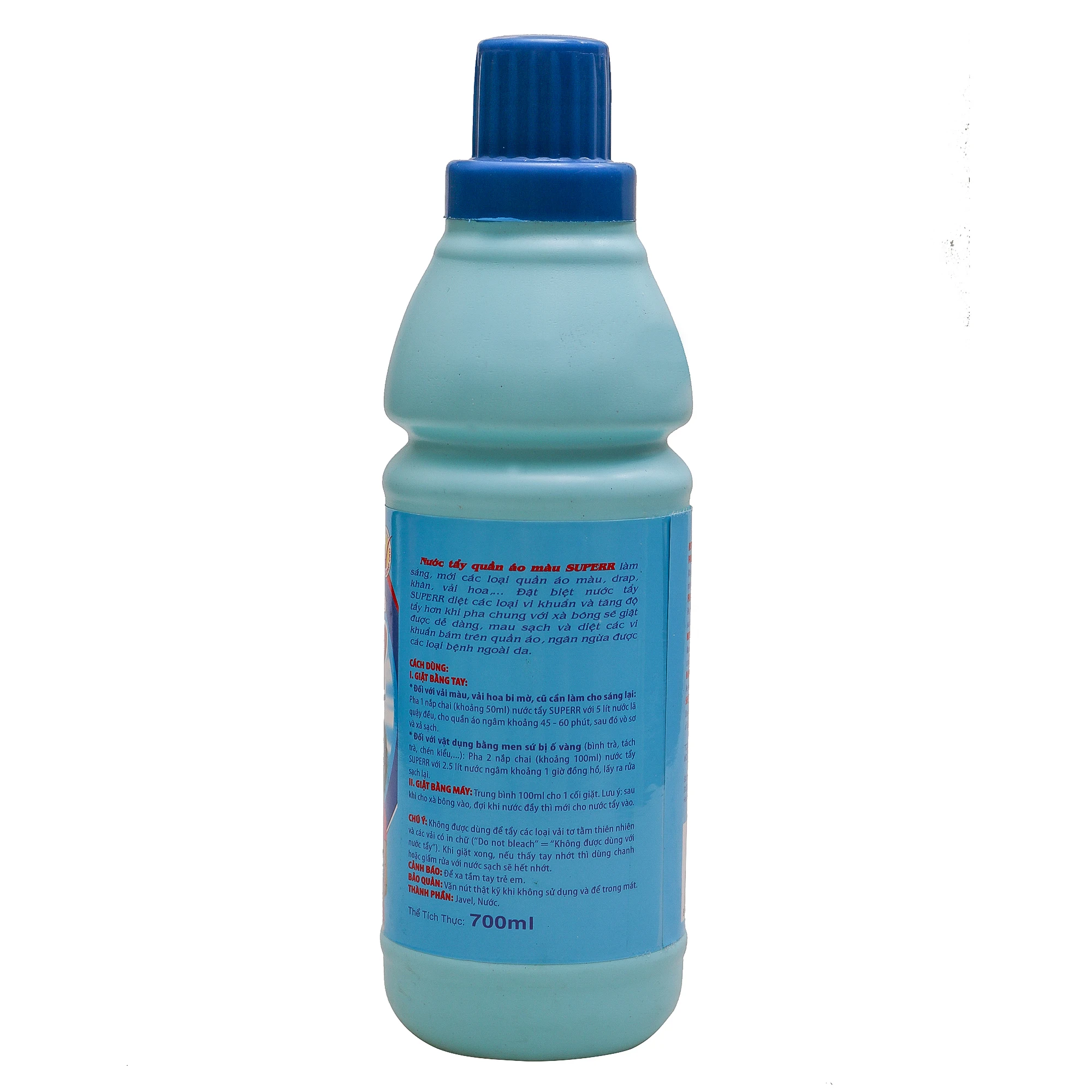 Superr liquid bleach with floral/lemon scent, safe for colored clothes, effectively prevents bacteria 450ML