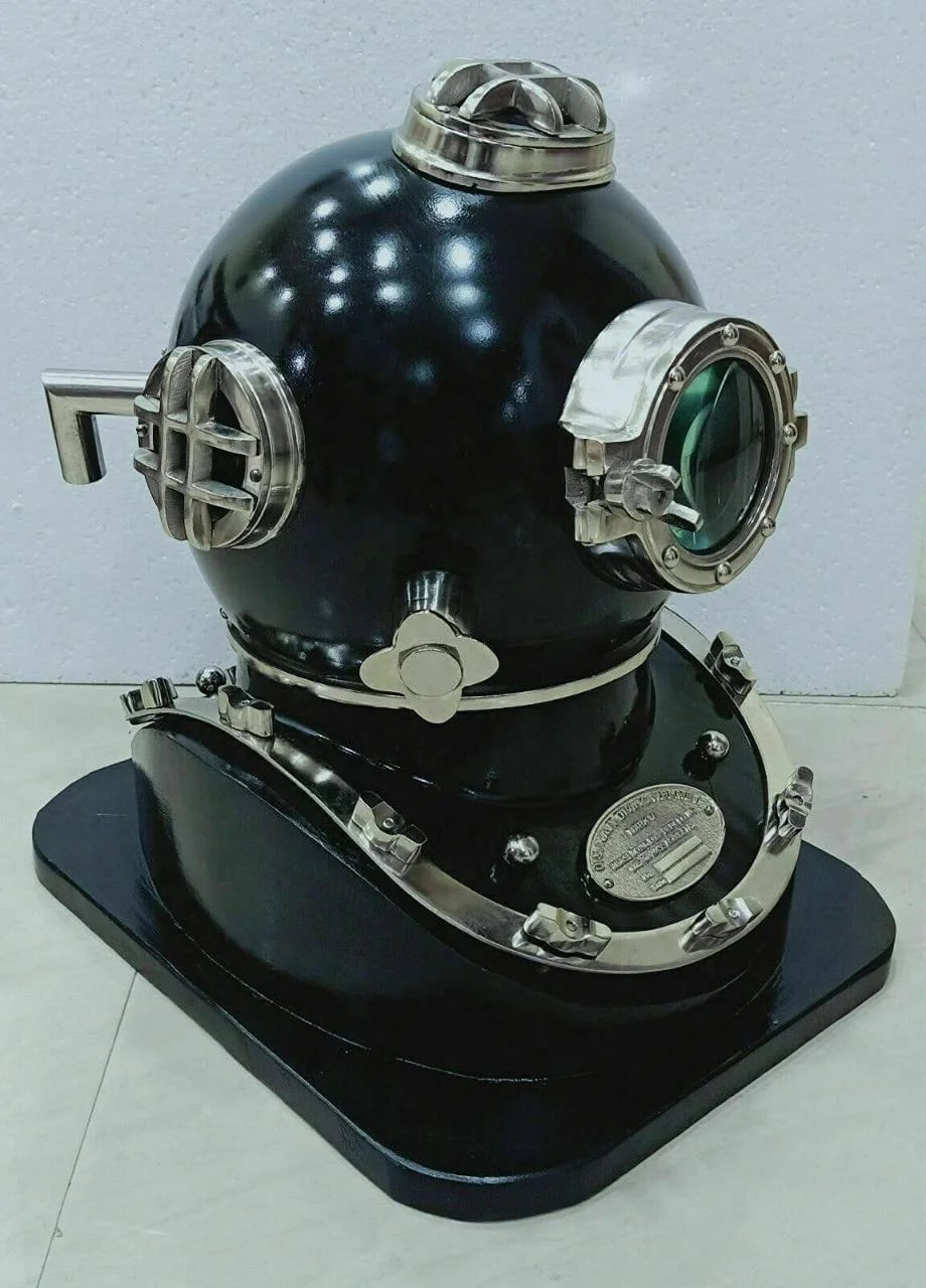 18 Inches Black Diving Helmet Sea Diving Helmet Solid Copper Handmade Gift ware Items & Decorative Accessories