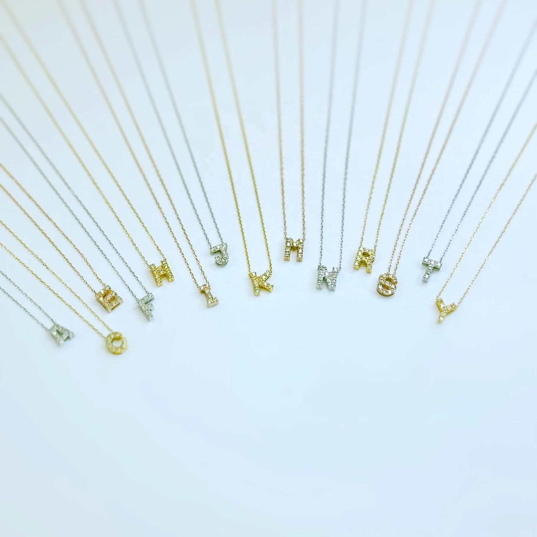 JMW Japan Made Solid K10 K18 gold Initial Real natural Diamond necklace Pendant Letter A 0.06ct Cute lovely movable pendant