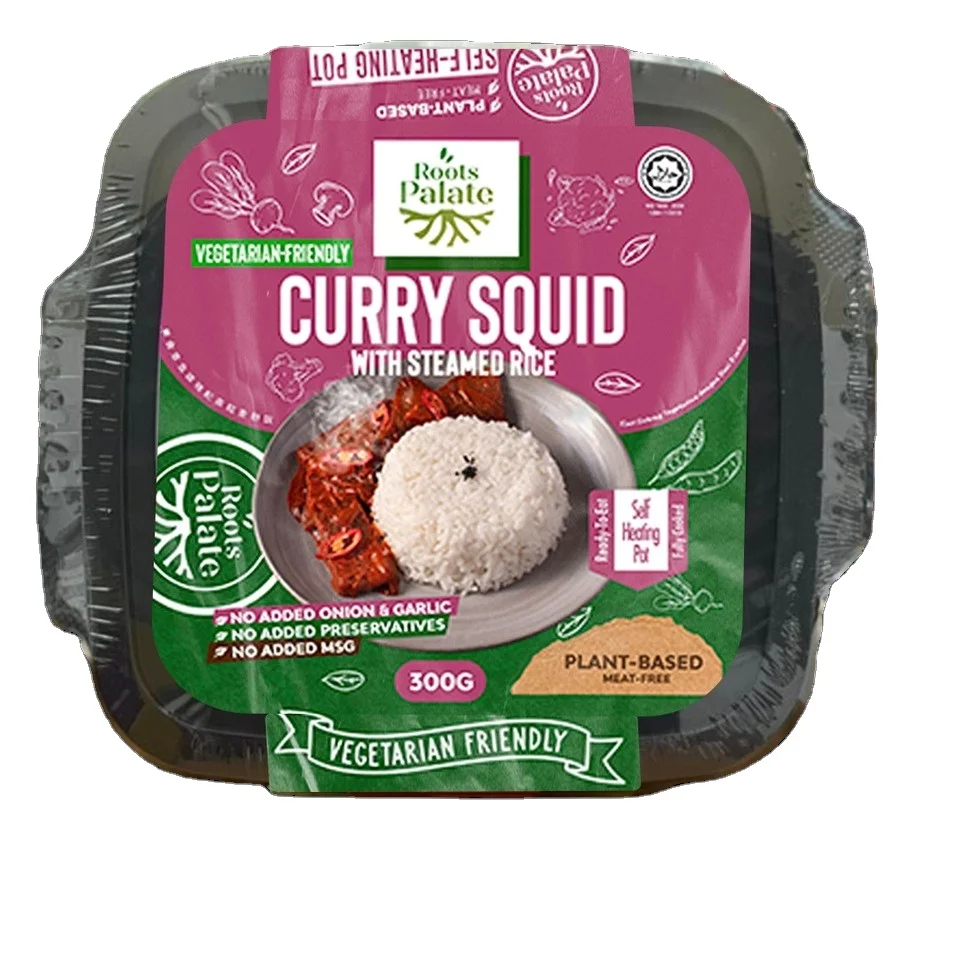 Instant Plant-Based HALAL Vacuum-Packed Self-Heating Meal Vegetarian Spicy Lamb Meat with Steam Rice On-the-Go Vegan Mutton Meal