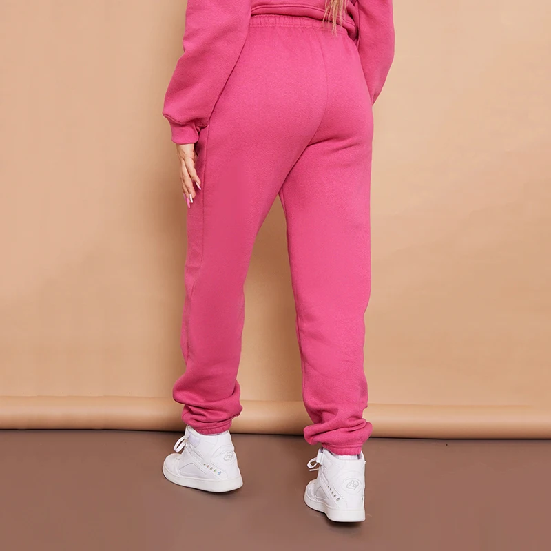 Women Tracksuits 2 Pieces Sets Custom Fleece Crew Neck Pullover  Fitness Sweatshirt with Jogging Sweatpants