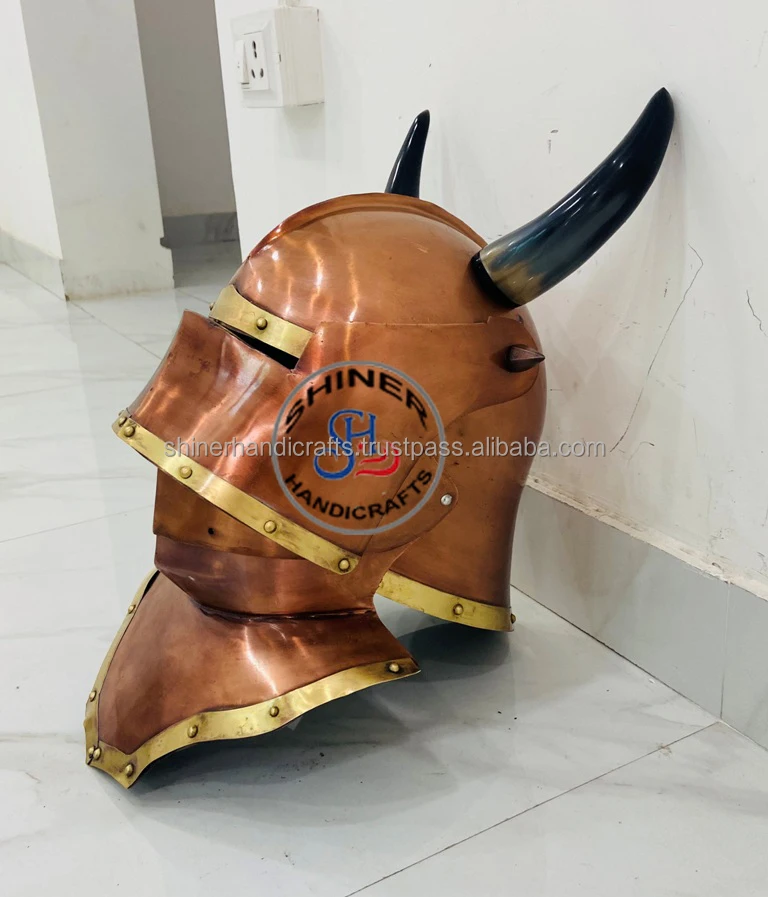Средневековый Готический стиль немецкий Sallet шлем средневековый доспех рог с внутренней подкладкой медный Полированный Шлем